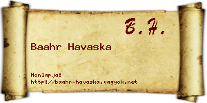 Baahr Havaska névjegykártya